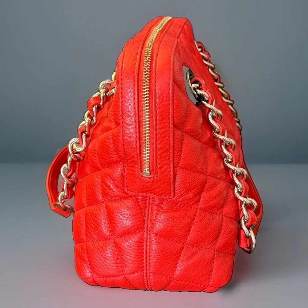 Kate Spade Gold Coast Georgina Quilted Leather Bag Maraschino Cherry Red EXC